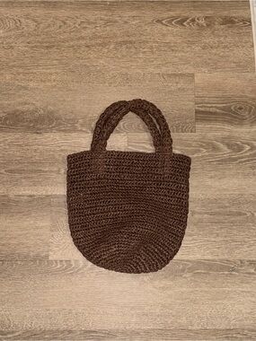 LOFT Brown Hand-Crocheted Mini Tote